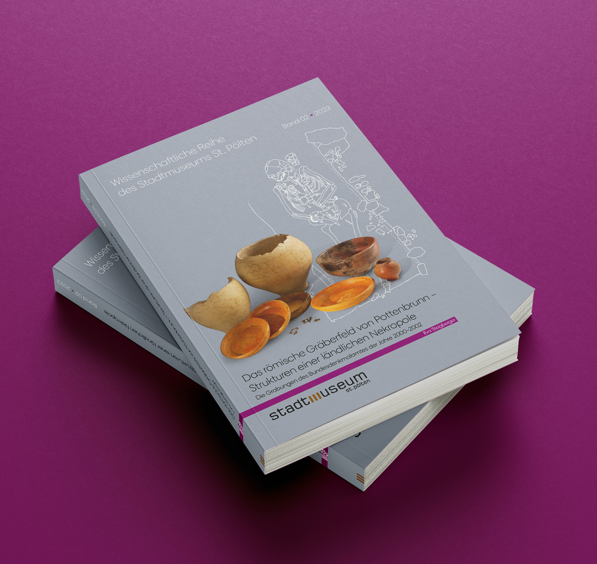 st-poelten-wisp-2-pottenbrunn Mock-up des Buchcovers der wissenschaftlichen Reihe des Stadtmuseums St. Pölten zur römischen Grabstätte von Pottenbrunn